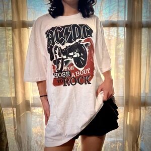 AC/DC White T-Shirt with Black Logo